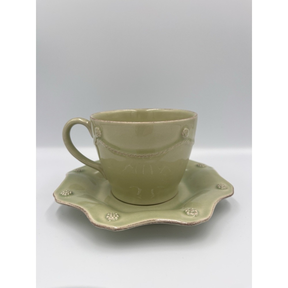 JULISKA Berry & Thread Pistachio Green Tea Coffee Cup & Saucer NEW 3" Mug